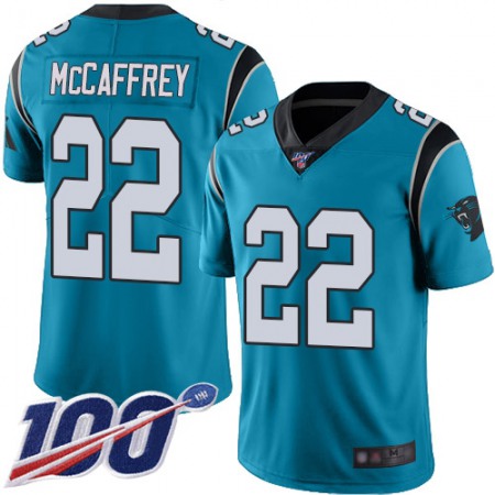 Nike Panthers #22 Christian McCaffrey Blue Alternate Youth Stitched NFL 100th Season Vapor Limited Jersey