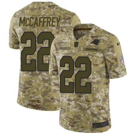 Nike Panthers #22 Christian McCaffrey Camo Youth Stitched NFL Limited 2018 Salute to Service Jersey