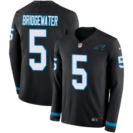 Nike Panthers #5 Teddy Bridgewater Black Team Color Youth Stitched NFL Limited Therma Long Sleeve Jersey