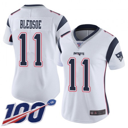 Nike Patriots #11 Drew Bledsoe White Women's Stitched NFL 100th Season Vapor Limited Jersey