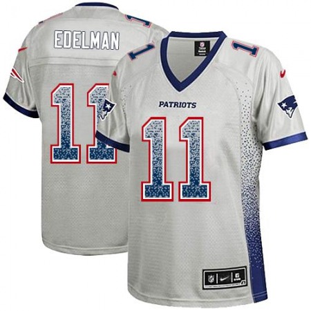 Nike Patriots #11 Julian Edelman Grey Women's Stitched NFL Elite Drift Fashion Jersey