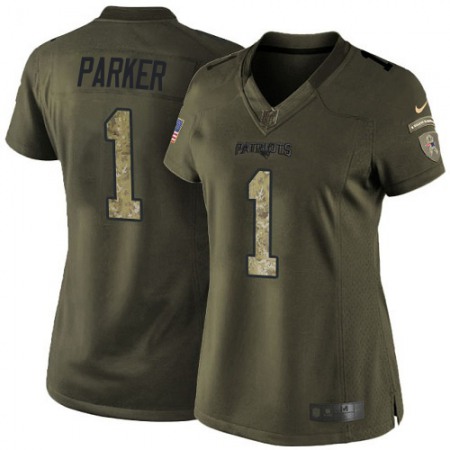 Nike Patriots #1 DeVante Parker Green Women's Stitched NFL Limited 2015 Salute To Service Jersey