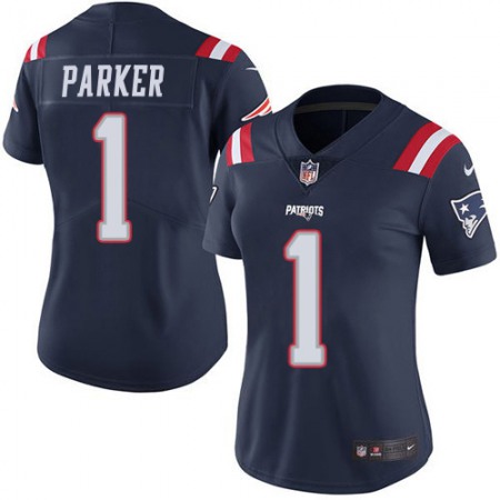 Nike Patriots #1 DeVante Parker Navy Blue Women's Stitched NFL Limited Rush Jersey