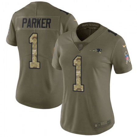 Nike Patriots #1 DeVante Parker Olive/Camo Women's Stitched NFL Limited 2017 Salute To Service Jersey