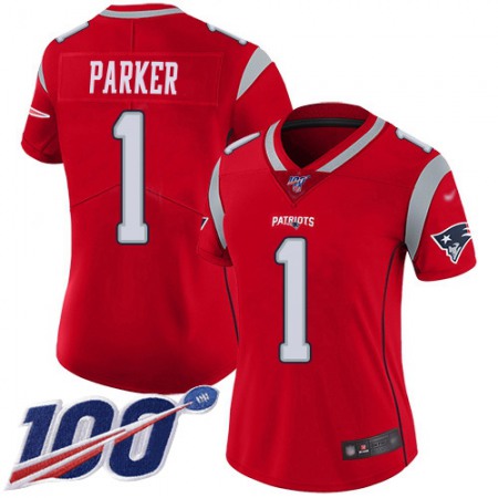 Nike Patriots #1 DeVante Parker Red Women's Stitched NFL Limited Inverted Legend 100th Season Jersey