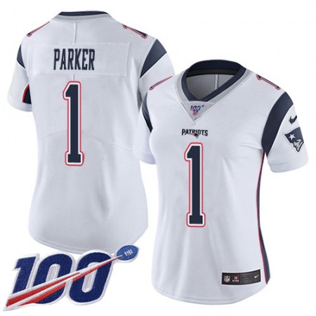 Nike Patriots #1 DeVante Parker White Women's Stitched NFL 100th Season Vapor Limited Jersey