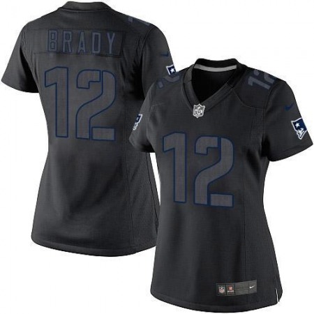Nike Patriots #12 Tom Brady Black Impact Women's Stitched NFL Limited Jersey