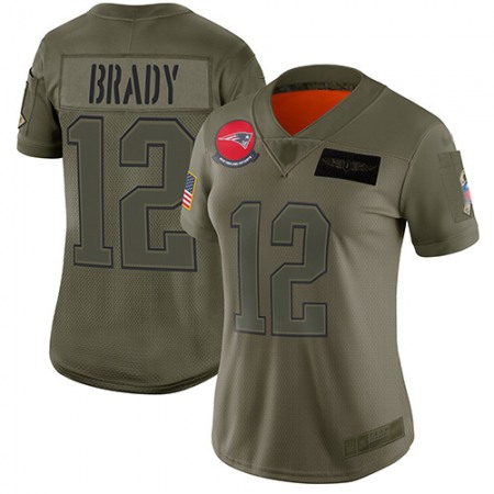 Nike Patriots #12 Tom Brady Camo Women's Stitched NFL Limited 2019 Salute to Service Jersey
