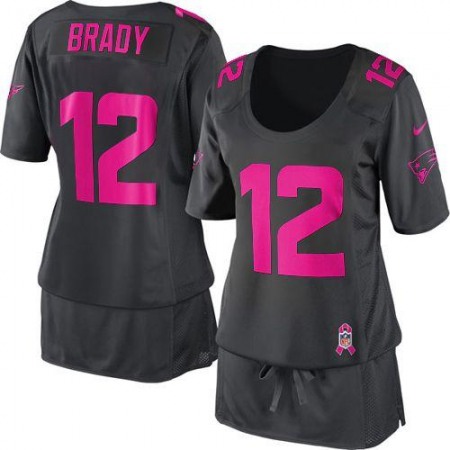 Nike Patriots #12 Tom Brady Dark Grey Women's Breast Cancer Awareness Stitched NFL Elite Jersey
