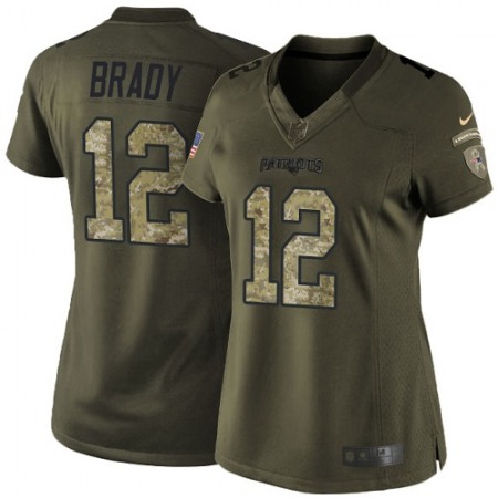 Nike Patriots #12 Tom Brady Green Women's Stitched NFL Limited 2015 Salute to Service Jersey