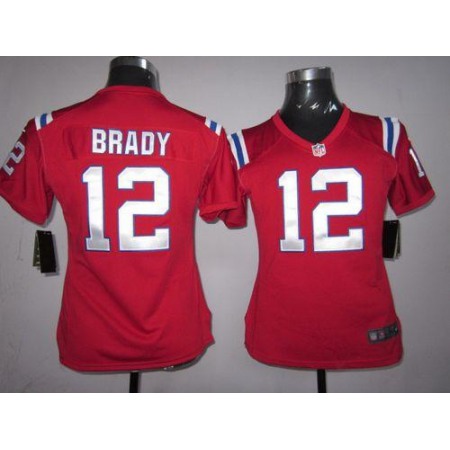 Nike Patriots #12 Tom Brady Red Alternate Women's Stitched NFL Elite Jersey