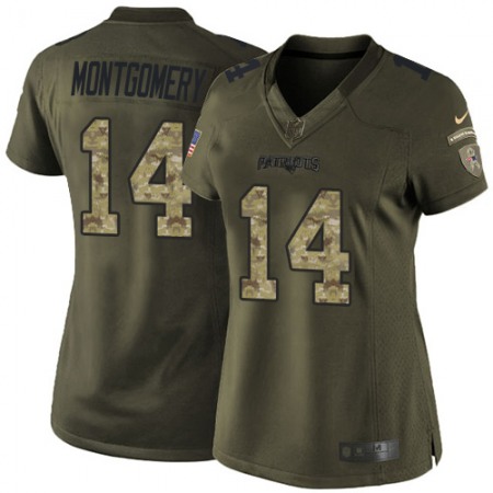 Nike Patriots #14 Ty Montgomery Green Women's Stitched NFL Limited 2015 Salute To Service Jersey