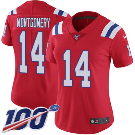 Nike Patriots #14 Ty Montgomery Red Alternate Women's Stitched NFL 100th Season Vapor Limited Jersey