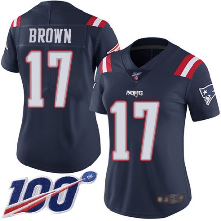 Nike Patriots #17 Antonio Brown Navy Blue Women's Stitched NFL Limited Rush 100th Season Jersey