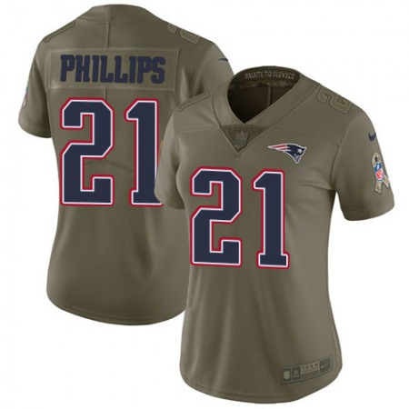 Nike Patriots #21 Adrian Phillips Olive Women's Stitched NFL Limited 2017 Salute To Service Jersey