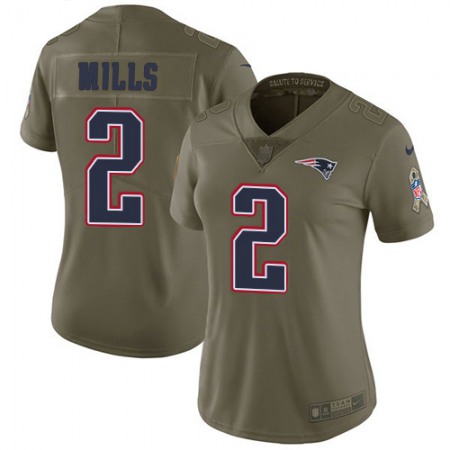 Nike Patriots #2 Jalen Mills Olive Women's Stitched NFL Limited 2017 Salute To Service Jersey