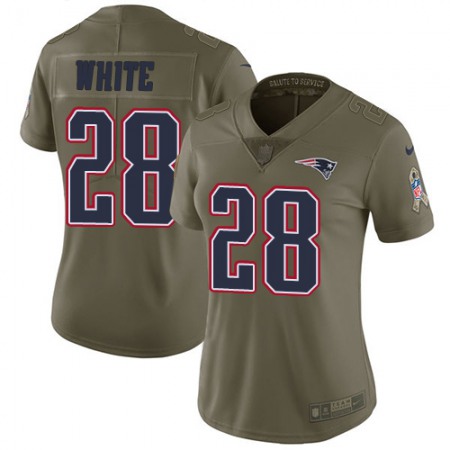 Nike Patriots #28 James White Olive Women's Stitched NFL Limited 2017 Salute to Service Jersey