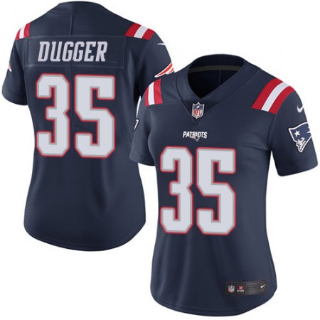 Nike Patriots #35 Kyle Dugger Navy Blue Women's Stitched NFL Limited Rush Jersey
