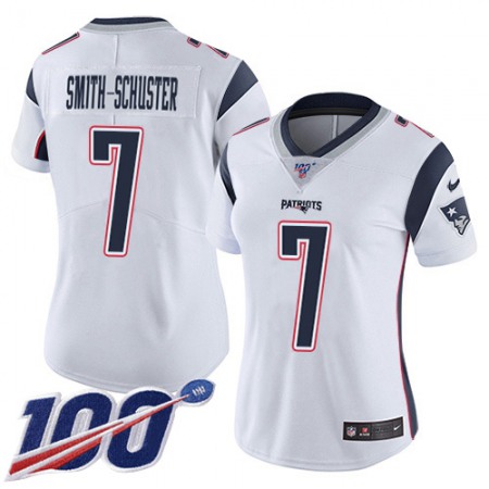 Nike Patriots #7 JuJu Smith-Schuster White Women's Stitched NFL 100th Season Vapor Limited Jersey