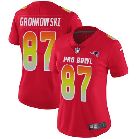 Nike Patriots #87 Rob Gronkowski Red Women's Stitched NFL Limited AFC 2018 Pro Bowl Jersey