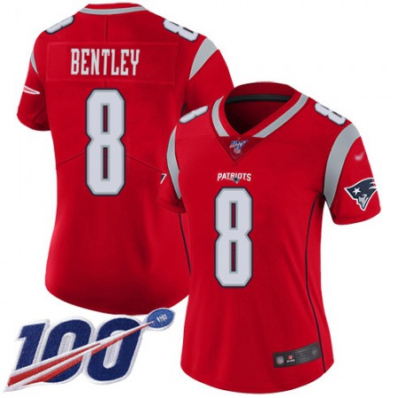 Nike Patriots #8 Ja'Whaun Bentley Red Women's Stitched NFL Limited Inverted Legend 100th Season Jersey