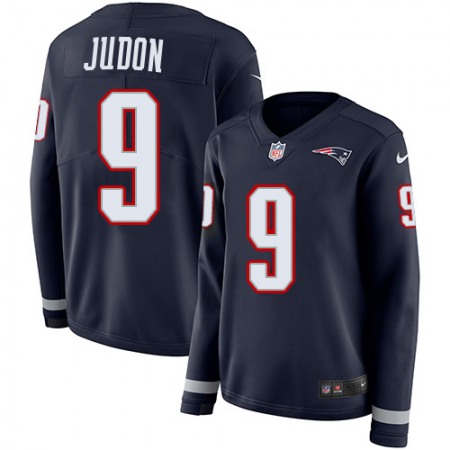 Nike Patriots #9 Matt Judon Navy Blue Team Color Women's Stitched NFL Limited Therma Long Sleeve Jersey