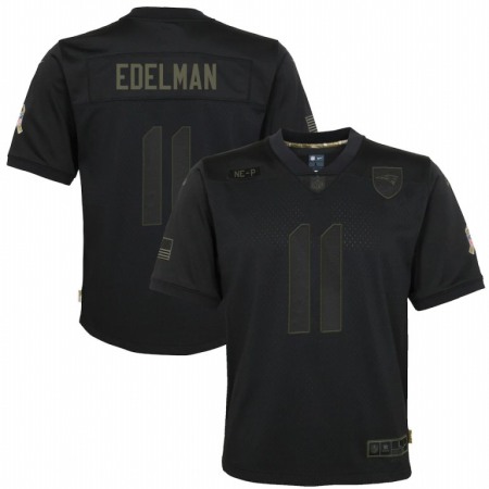 New England Patriots #11 Julian Edelman Nike Youth 2020 Salute to Service Game Jersey Black