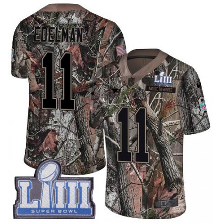 Nike Patriots #11 Julian Edelman Camo Super Bowl LIII Bound Youth Stitched NFL Limited Rush Realtree Jersey