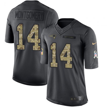 Nike Patriots #14 Ty Montgomery Black Youth Stitched NFL Limited 2016 Salute To Service Jersey