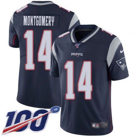 Nike Patriots #14 Ty Montgomery Navy Blue Team Color Youth Stitched NFL 100th Season Vapor Limited Jersey