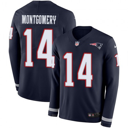 Nike Patriots #14 Ty Montgomery Navy Blue Team Color Youth Stitched NFL Limited Therma Long Sleeve Jersey