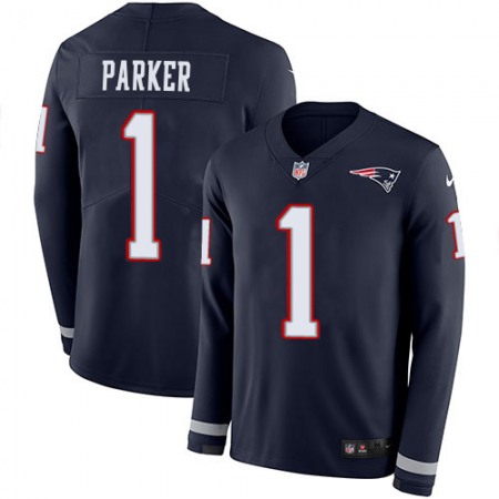 Nike Patriots #1 DeVante Parker Navy Blue Team Color Youth Stitched NFL Limited Therma Long Sleeve Jersey