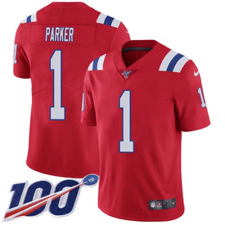 Nike Patriots #1 DeVante Parker Red Alternate Youth Stitched NFL 100th Season Vapor Limited Jersey