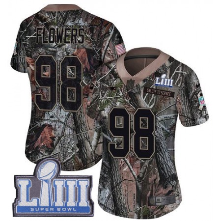 Nike Patriots #98 Trey Flowers Camo Super Bowl LIII Bound Women's Stitched NFL Limited Rush Realtree Jersey