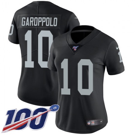 Nike Raiders #10 Jimmy Garoppolo Black Team Color Women's Stitched NFL 100th Season Vapor Untouchable Limited Jersey