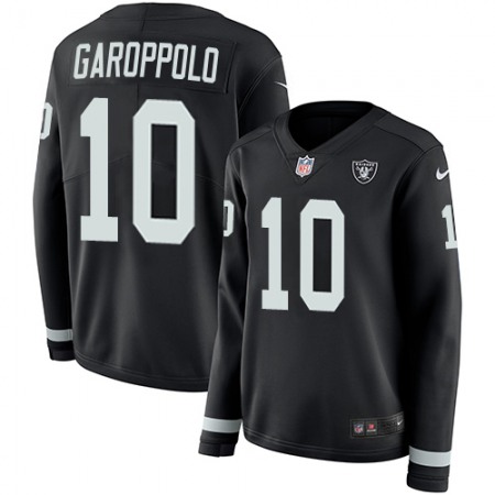 Nike Raiders #10 Jimmy Garoppolo Black Team Color Women's Stitched NFL Limited Therma Long Sleeve Jersey