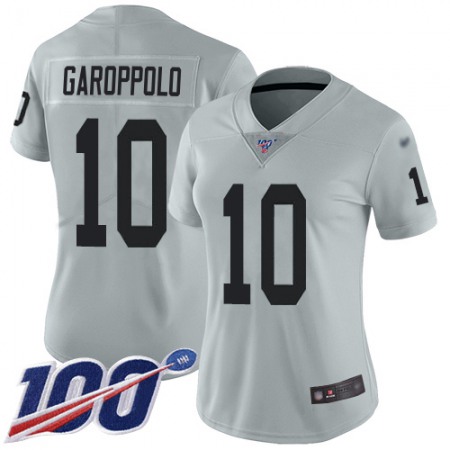 Nike Raiders #10 Jimmy Garoppolo Silver Women's Stitched NFL Limited Inverted Legend 100th Season Jersey