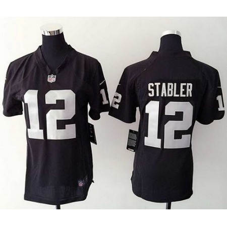 Nike Raiders #12 Kenny Stabler Black Team Color Women's Stitched NFL Elite Jersey