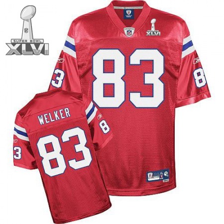 Patriots #83 Wes Welker Red Super Bowl XLVI Embroidered Youth NFL Jersey