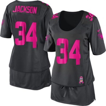 Nike Raiders #34 Bo Jackson Dark Grey Women's Breast Cancer Awareness Stitched NFL Elite Jersey