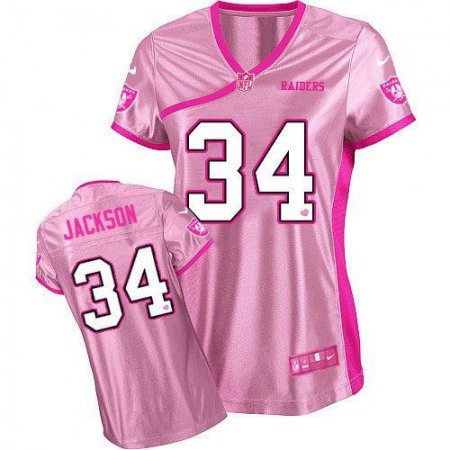 Nike Raiders #34 Bo Jackson Pink Women's Be Luv'd Stitched NFL Elite Jersey
