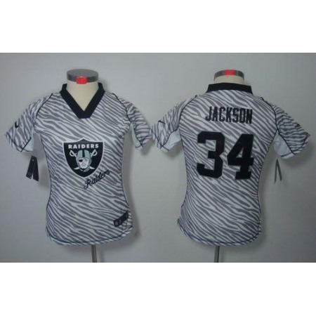 Nike Raiders #34 Bo Jackson Zebra Women's Stitched NFL Elite Jersey