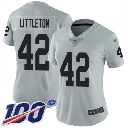 Nike Raiders #42 Cory Littleton Silver Women's Stitched NFL Limited Inverted Legend 100th Season Jersey