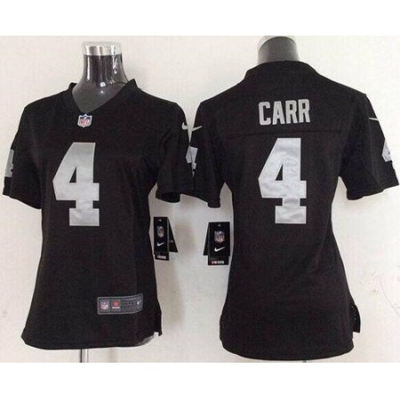 Nike Raiders #4 Derek Carr Black Team Color Women's Stitched NFL Elite Jersey