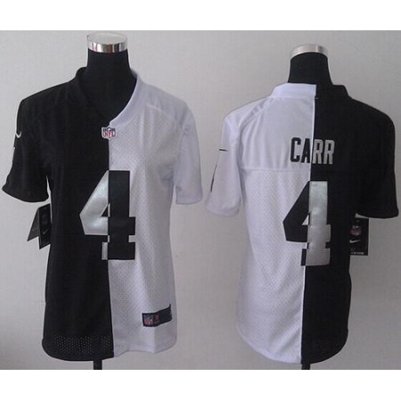 Nike Raiders #4 Derek Carr Black/White Women's Stitched NFL Elite Split Jersey