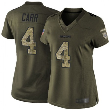 Nike Raiders #4 Derek Carr Green Women's Stitched NFL Limited 2015 Salute to Service Jersey
