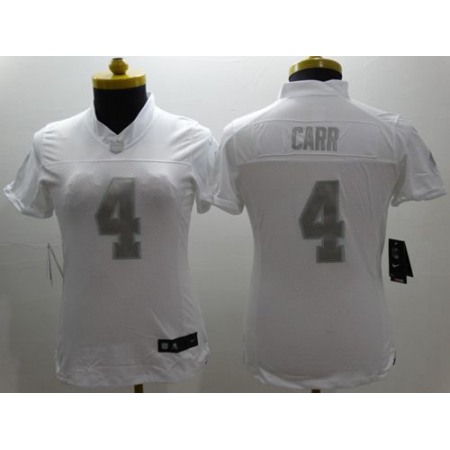 Nike Raiders #4 Derek Carr White Women's Stitched NFL Limited Platinum Jersey