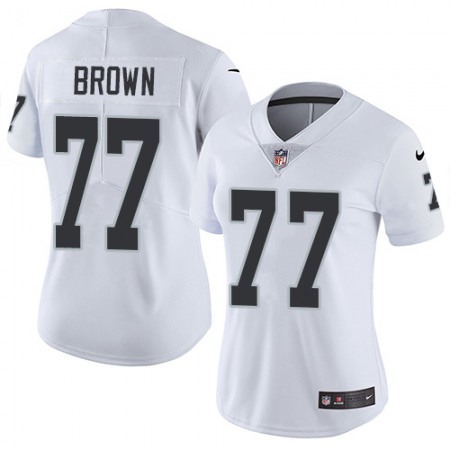 Nike Raiders #77 Trent Brown White Women's Stitched NFL Vapor Untouchable Limited Jersey