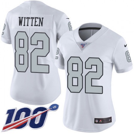 Nike Raiders #82 Jason Witten White Women's Stitched NFL Limited Rush 100th Season Jersey