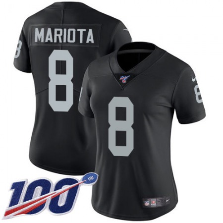 Nike Raiders #8 Marcus Mariota Black Team Color Women's Stitched NFL 100th Season Vapor Untouchable Limited Jersey